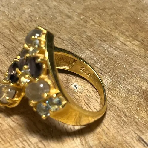 Sterling Silver Gemstone Bypass Gold Vermeil Over Ring