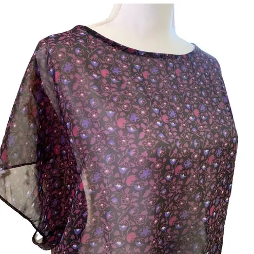 American Eagle WOMEN’S 𝅺 Y2K purple floral sheer peplum top