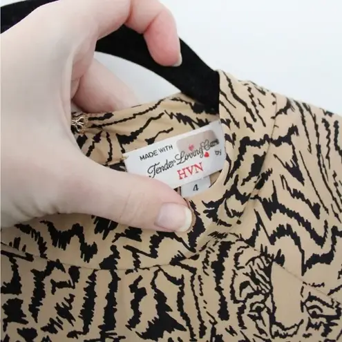 HVN Ashley Silk Tiger Print Bell Sleeve Mini Dress