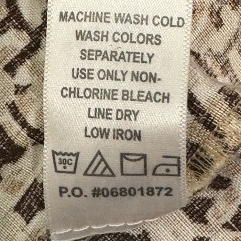 Jessica London 18W Brown Animal Print Linen Blend Tunic Top Boho Safari Blouse