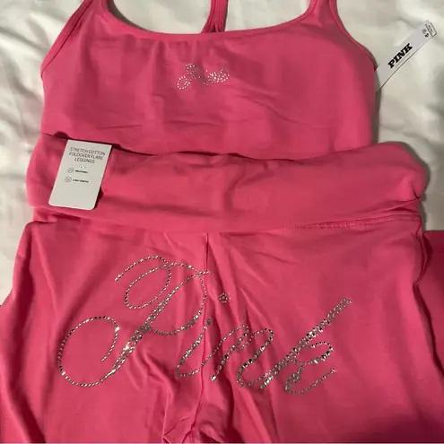 Victoria's Secret Y2K Victoria’s Secret All Day Cotton Bling Foldover Flare Leggings and Tank Top