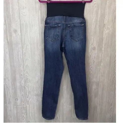 Old Navy  full panel skinny dark wash distressed maternity jeans size 6