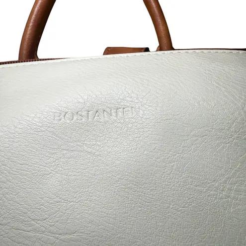 Convertible Backpack Shoulder Bag Satchel Purse White Brown Vegan Leather