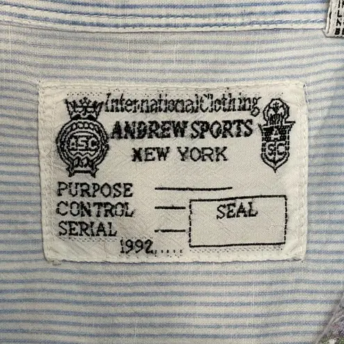 Andrew Sports New York | Vintage 90s Floral Short Sleeve Button Down | Small Blue