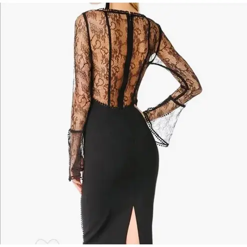 ALC Frank A. L. C Black Lace Long Sleeve Pencil Dress with bell sleeves