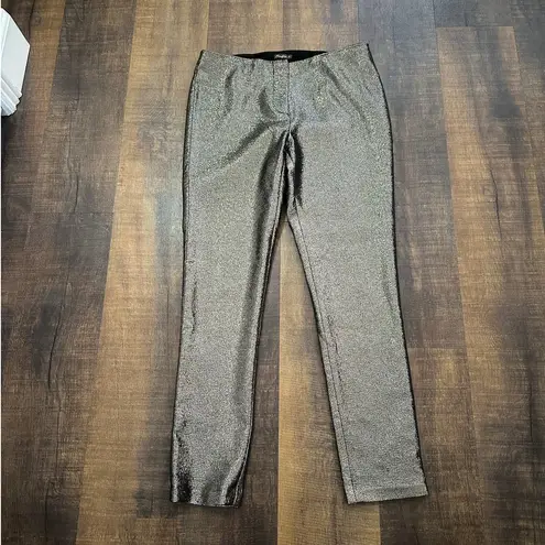 J. McLaughlin Metallic Ankle Pants Silver Shimmer Size 8