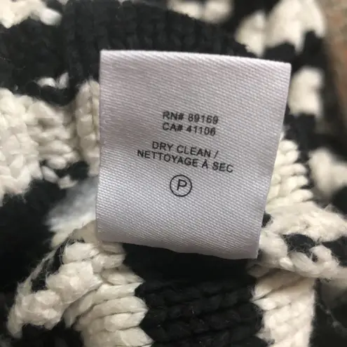 Derek Lam 10 Crosby Daisy Striped Cardigan Sweater Wide Collar Black White Cream