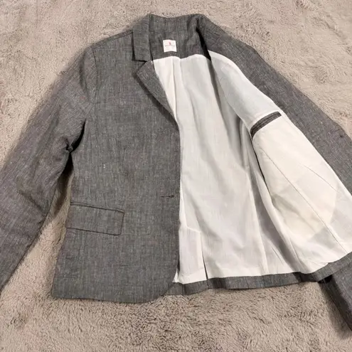 Promod Women's Linen Blazer 12 Gray Business Career Jacket Office Professional