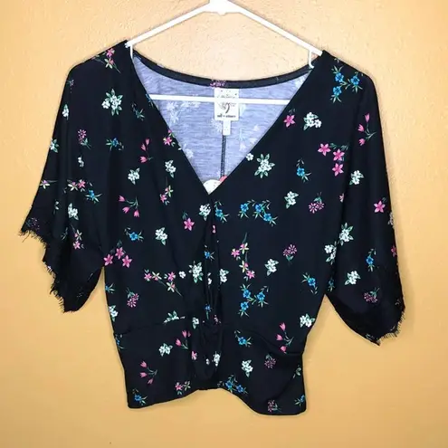 Self Esteem  Crop Top Black Floral, New S