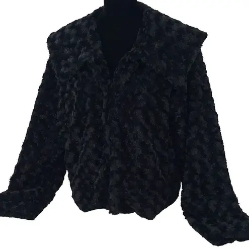 Fever Faux Fur Cropped Shrug Jacket Black Size XL