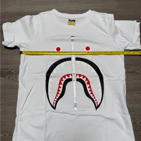 white BAPE shark t