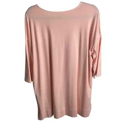 J Jill Size L Luxe Supima Ballet Sleeve Tunic Top Light Pink Casual Basic Mature Size L