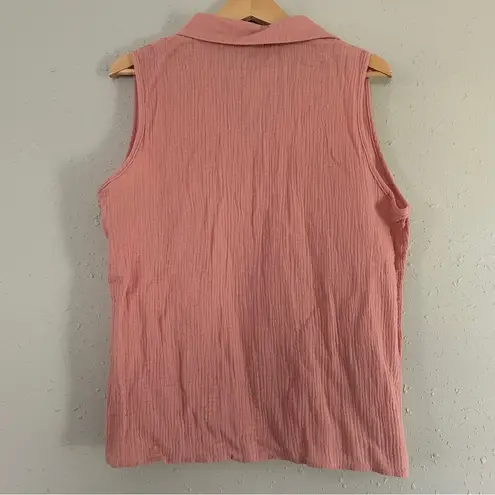 Papillon Pink Sleeveless Button Down Top Casual Pastel Summer XL