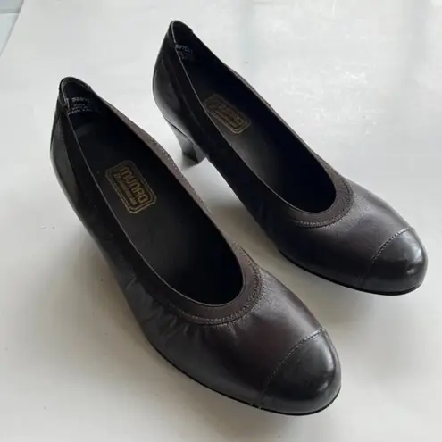 Munro American Pump Heels Shoe Women's Size 9W Wide Brown Leather Comfort Slip-On