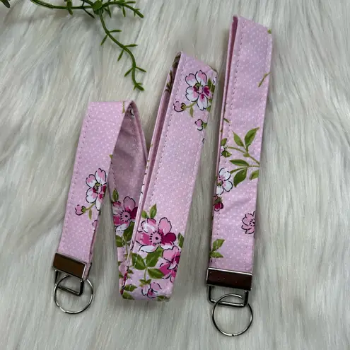 Pink Floral lanyard and key ring holder (set)