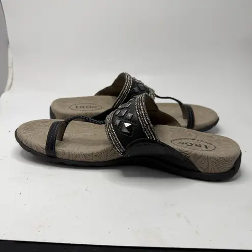 TAOS Sandals Women's 10 Pewter Genie BOHO Studded Beaded Metallic Comfort Luxury