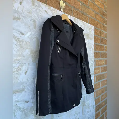 Dawn Levy XS Black Combo Leather Jacket w/ Hidden hoodie