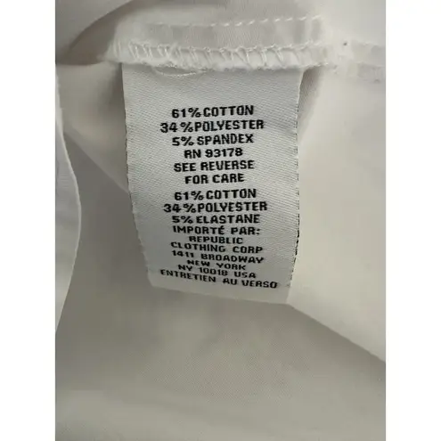 Magaschoni Tunic Top Poplin Blouse Collared Split Neck Popover White Size Medium