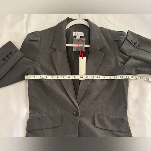 Elle Gray Polka Dot One Button Career Office Blazer Size 8 NWT