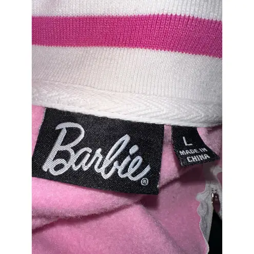 Barbie Pink Quarter Zip Sweatshirt Fleece Heart Logo L Size L
