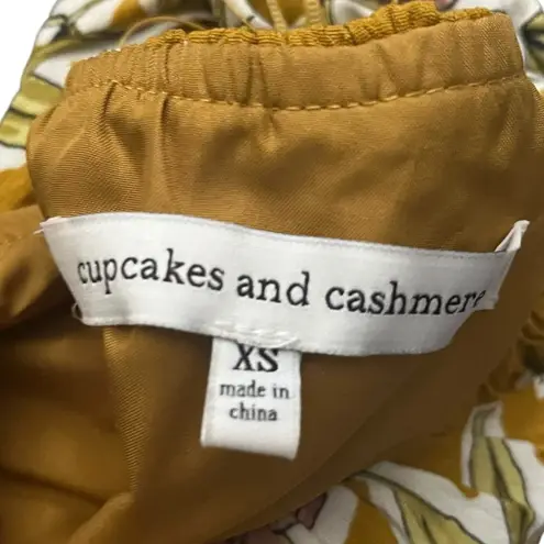 Cupcakes & Cashmere Fonda Ruffle Detail Floral Print Mini Dress Halter Neck XS Yellow