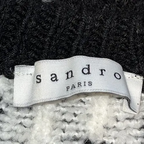 Sandro Houndstooth Sweater Black White Chunky Knit Oversized Women Medium Wool