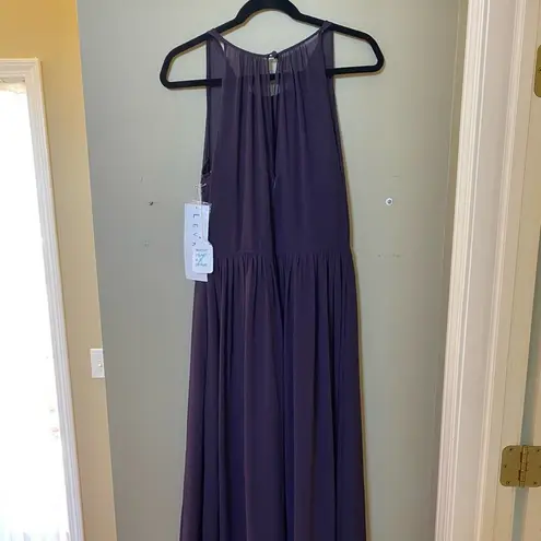 Bill Levkoff NWT Sheer High Neck Bridesmaid Formal Gown Plum, 12- runs small!