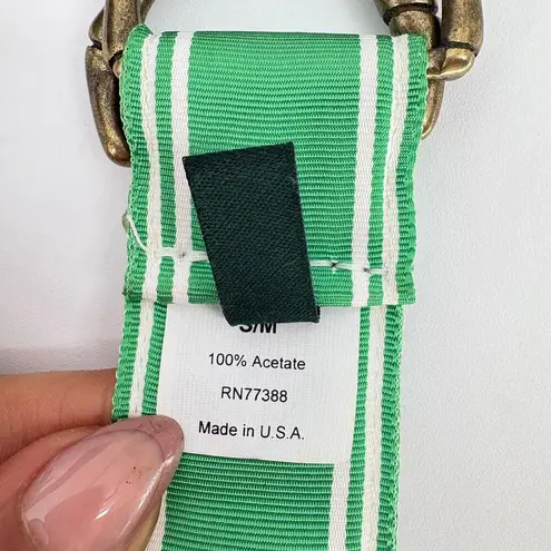 J Crew Womens Belt Green/White Ribbon Size S/M Green
