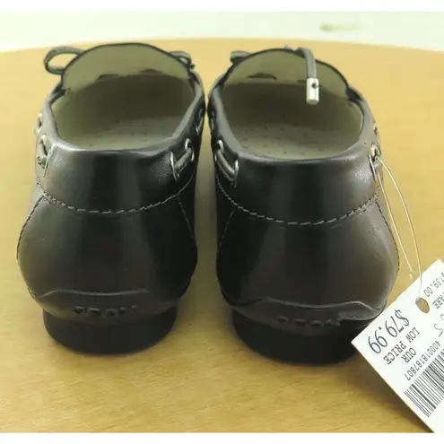 Geox Womens Respira Black Leather Slip On Boat Shoes Loafers Flats Size 6.5 NWOT
