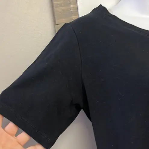 Isaac Mizrahi LIVE Black Pima Cotton Short Sleeve Fit and Flare T- Shirt- XS