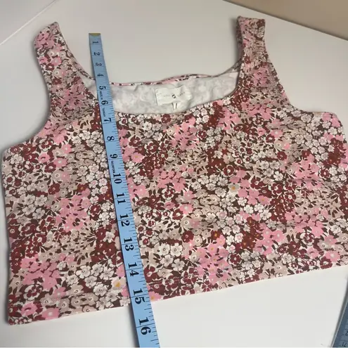 Lou & grey  Athletic Floral Crop Top Tank Medium Pink Brown Cottagecore Stretchy - Image 8