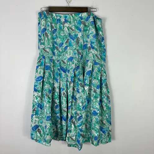 Vintage 90s Skirt Womens 12 Blue Green Mermaidcore Fairycore Pleated Midi USA Blue