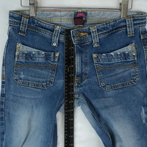 Fiorucci Vintage Jeans Womens 7 (30x31.5) Low Rise Bootcut Flare Y2K Angels Lips