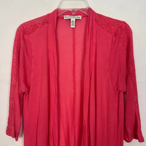 French Laundry Open Front Crochet Pink Cardigan Size L