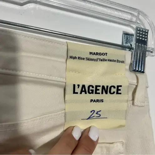 L'Agence L’agence Margot High Rise Skinny Jeans Vintage White‎ Velvet Tuxedo Stripe 25