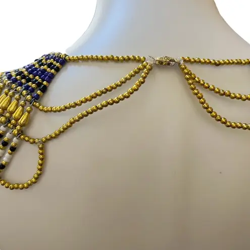 Ancient Egyptian Revival Beaded Scarab Collar
Necklace Handmade Statement Piece Gold
