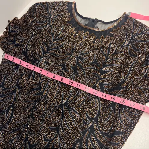 Laurence Kazar Imperfect vintage silk beaded top Paris-New York medium large