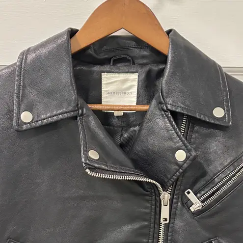 Avec Les Filles Oversized Faux Leather Cropped Moto Jacket Size Medium NWOT