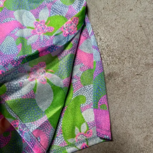 VINTAGE UNION MADE 1960s GROOVY FLORAL PRINT SWIM TOP TAGGED A SIZE 12 WOMENS Pink