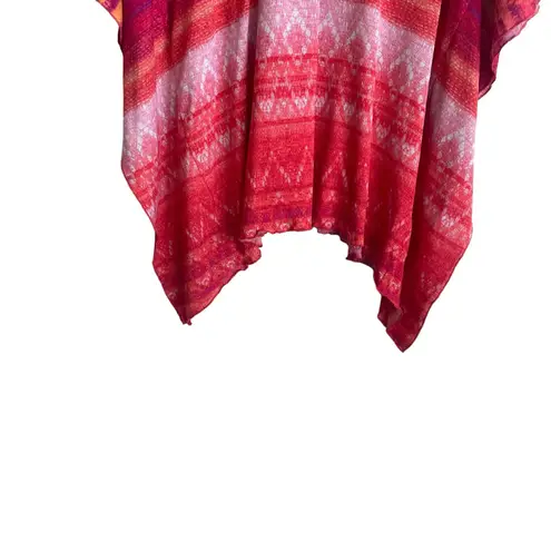 Elan Boutique Women Tunic Top S Bright Colorful Short Kimono Sleeve Boho Hippie 70s