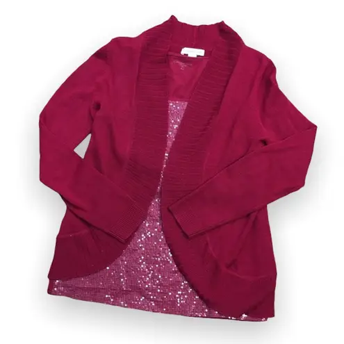Coldwater Creek Jewel Tone Red Sequined Tank Cardigan Set XS 4-6