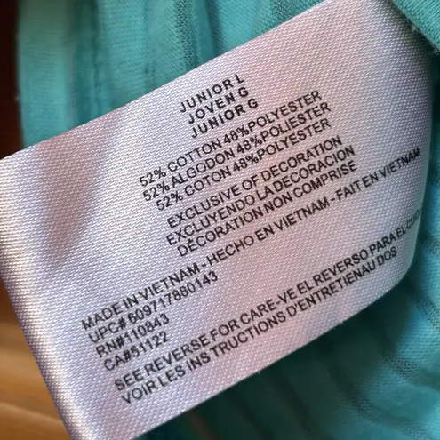 Vintage Y2K Fairy Boho Indie Teal Crochet Lace Sheer Henley Cami Top Size Large Green