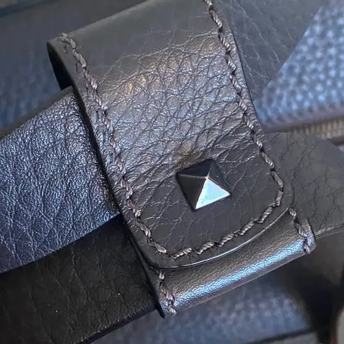 Valentino Garavani Valentino Rockstud Leather Gray Duffle Travel Bag Purse Carry On NWT