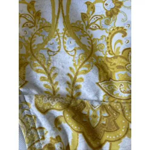 Niptuck Womens Floral Yellow Gray White Ruched Bodice One Piece Swim Suit 8