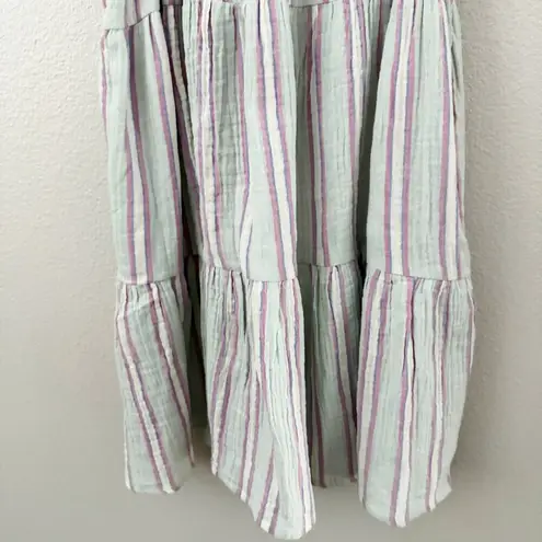 Marine layer | Mint Pink White Leila Stripe Double Cloth Tiered Minidress | XS