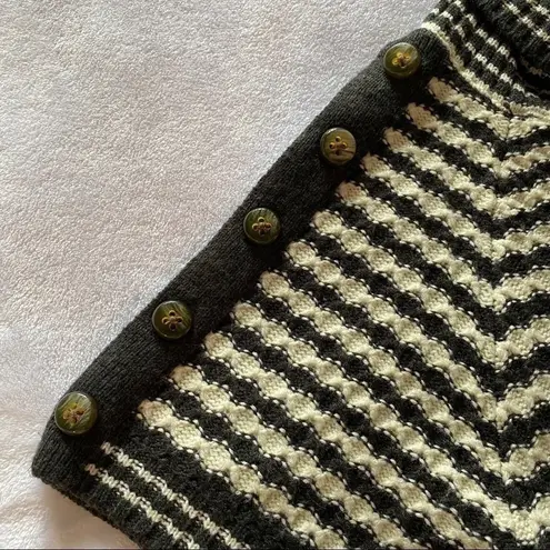 Design History Striped Short Sleeve Cowl Neck Long Sweater Gray/Cream Medium