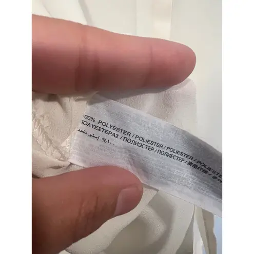 MNG Mango Minimalist Cream Long Sleeve Blouse XS Business Casual Officewear Tan