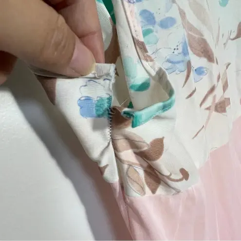 Beeline Women's Vintage Pink Floral Nylon Maxi Nightgown Size Small