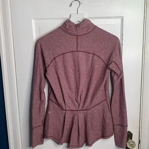 Lululemon  Warm Your Core Long Sleeve Tee Heathered Bordeaux Drama W-324 Size 4