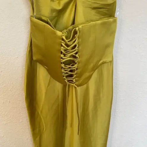 House Of CB HOUSE OF‎ CB 'Salma' Chartreuse Satin Slip Dress green /Size XS NWOT